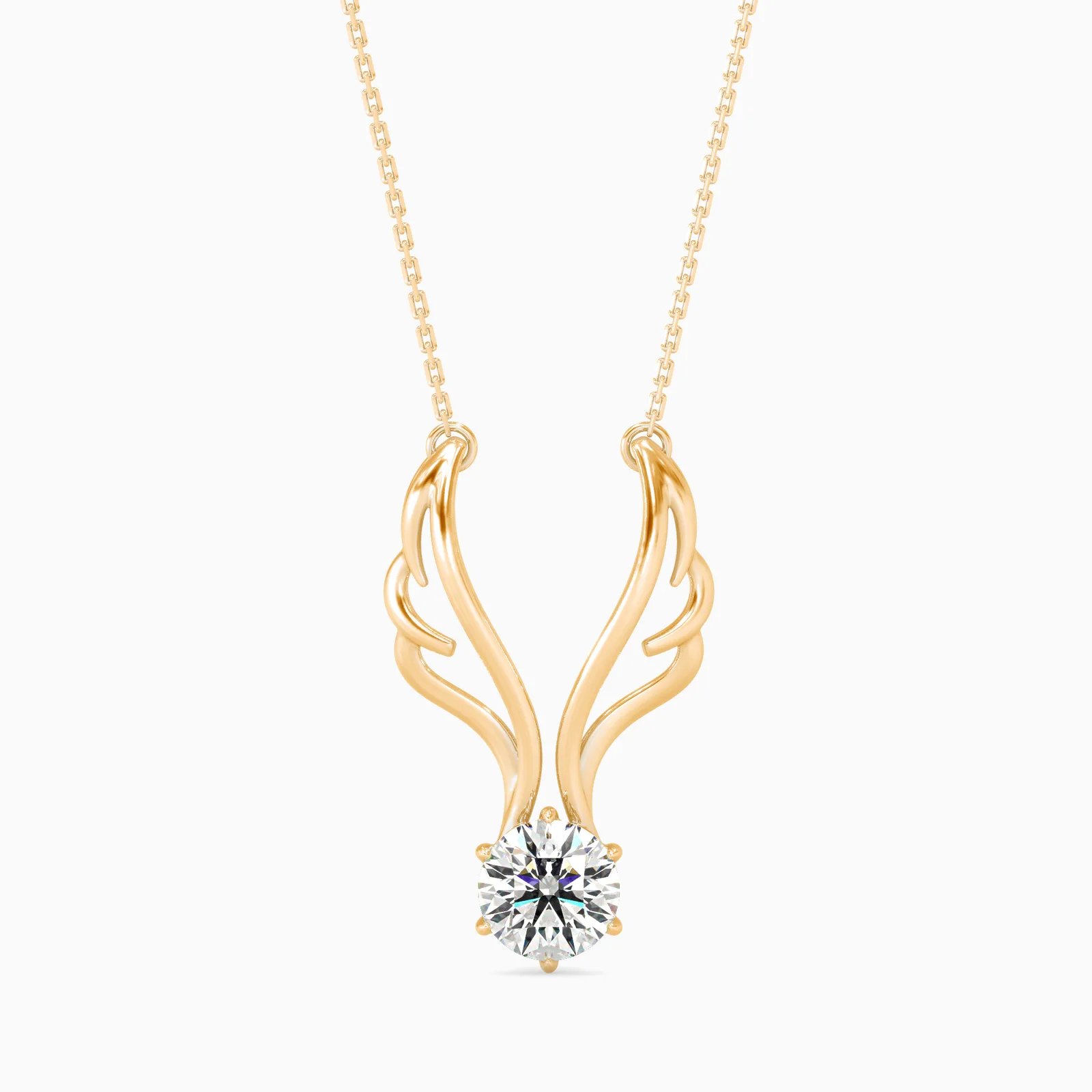 Angel Wings Round Diamond Solitaire Pendant, view 1